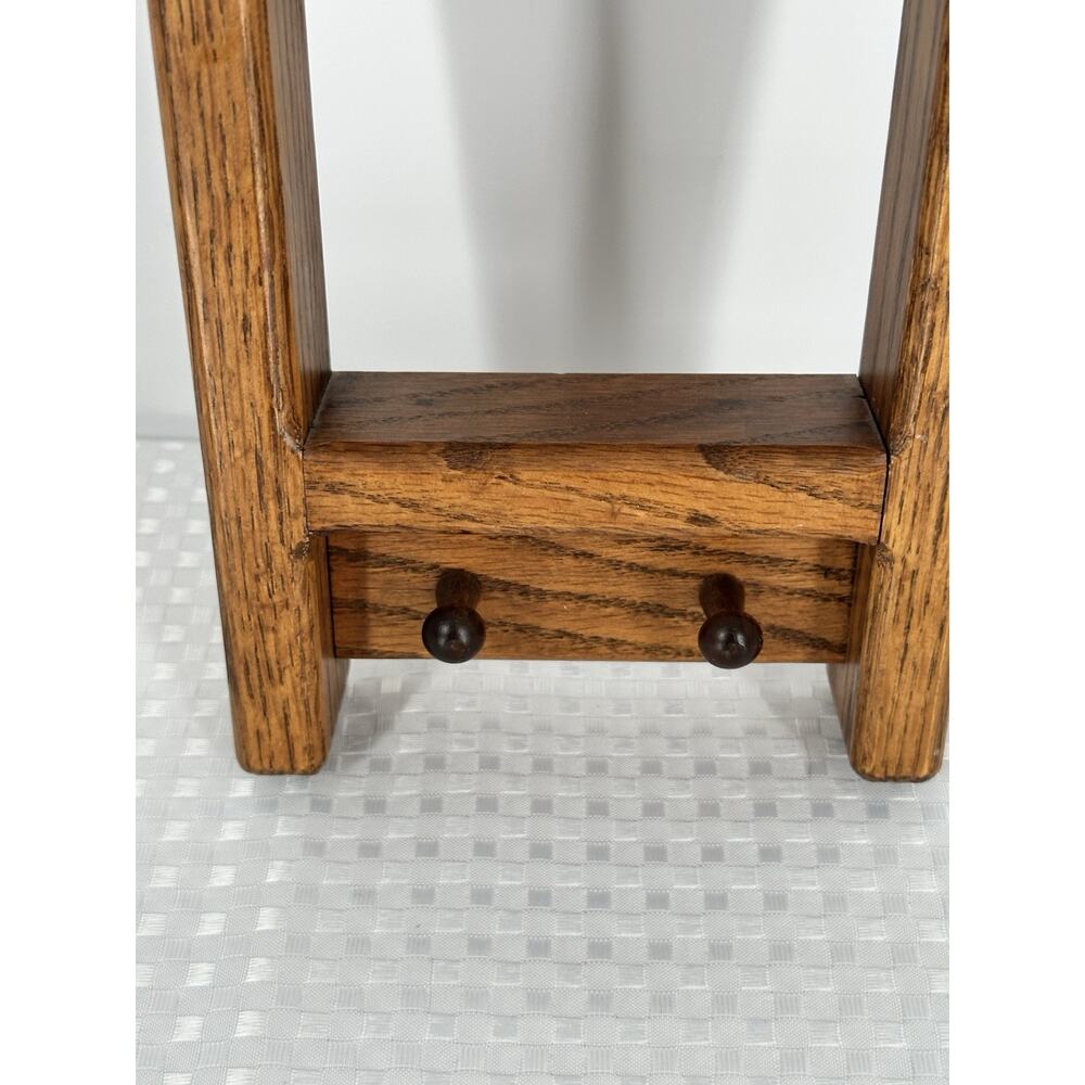 VTG Heart Knick Knack Wooden Wall Shelf 18x5 inch Trinket 2 Pegs Cottage Core - Picture 3 of 6